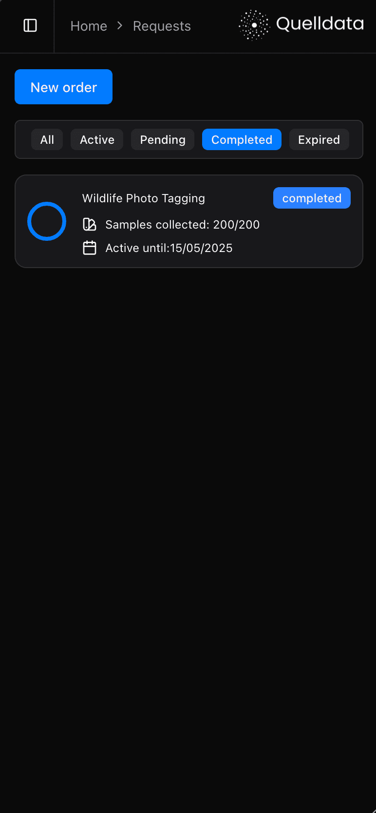 compelted requests screen